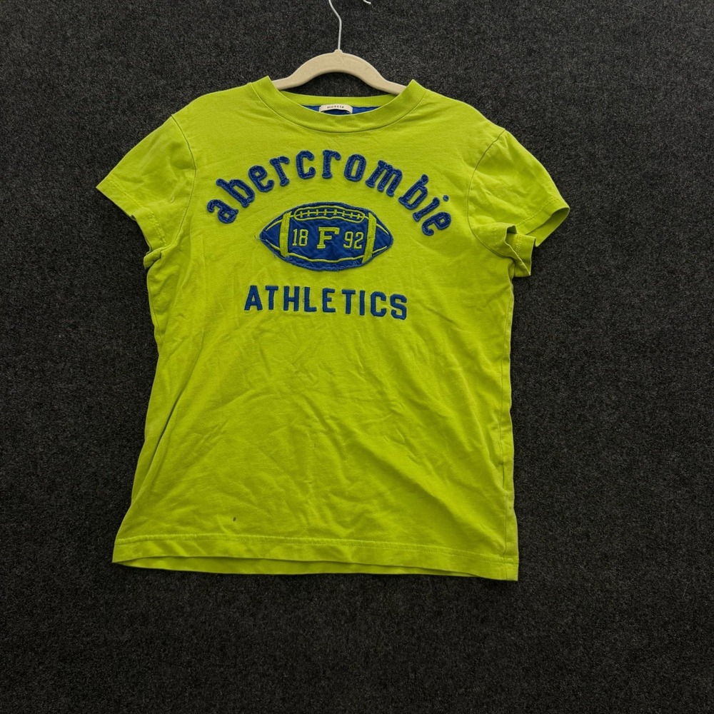 Vintage Abercrombie Athletics Baby Tee Lime Green Football Graphic Small Rare